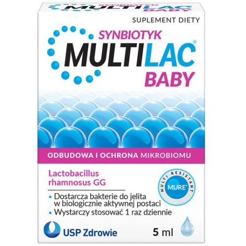 Multilac Baby, krople 5 ml - Z żywymi kulturami bakterii Lactobacillus rhamnosus GG - 1
