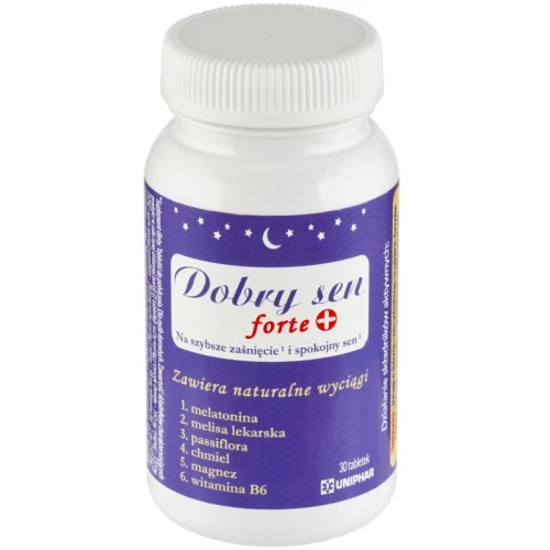 Dobry sen forte, 30 tabletek - Preparat ułatwiający zasypianie z melisą i passiflorą  - 1