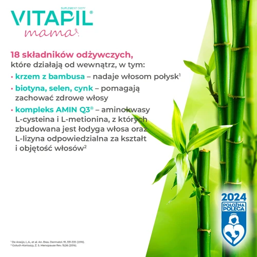 Vitapil Mama, 60 kapsułek -  Dla mam karmiących piersią z biotyną, selenem i cynkiem, pomagają zachować zdrowe włosy - 3