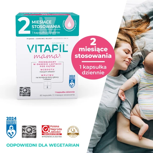 Vitapil Mama, 60 kapsułek -  Dla mam karmiących piersią z biotyną, selenem i cynkiem, pomagają zachować zdrowe włosy - 4
