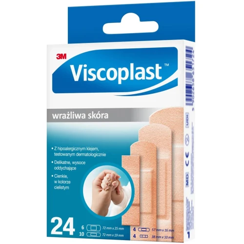 Viscoplast Wrażliwa Skóra, plastry z opatrunkiem, 24 sztuki - Z chłonnym opatrunkiem nieprzywierającym do rany - 2
