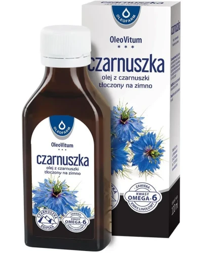 Oleofarm Olej z czarnuszki tłoczony na zimno, 100 ml - Bogactwo zdrowych kwasów tłuszczowych Omega-6 - 1