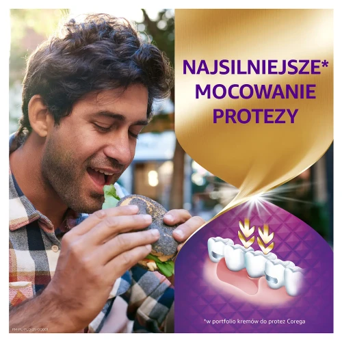 Corega Power Max Mocowanie + Osłona, neutralny smak, krem mocujący, 40 g - Silnie mocuje protezy częściowe i całkowite - 4