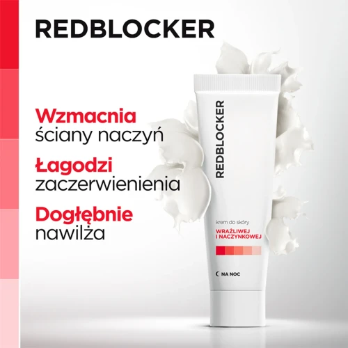 RedBlocker krem do skóry wrażliwej i naczynkowej, na noc, 50 ml - Wspiera redukcję zmarszczek i poprawia gęstości skóry - 4