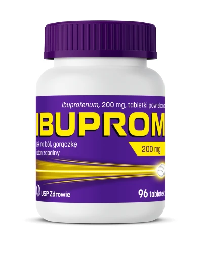 Ibuprom 200 mg, 96  tabletek - O działaniu przeciwbólowym, przeciwgorączkowym i przeciwzapalnym - 1