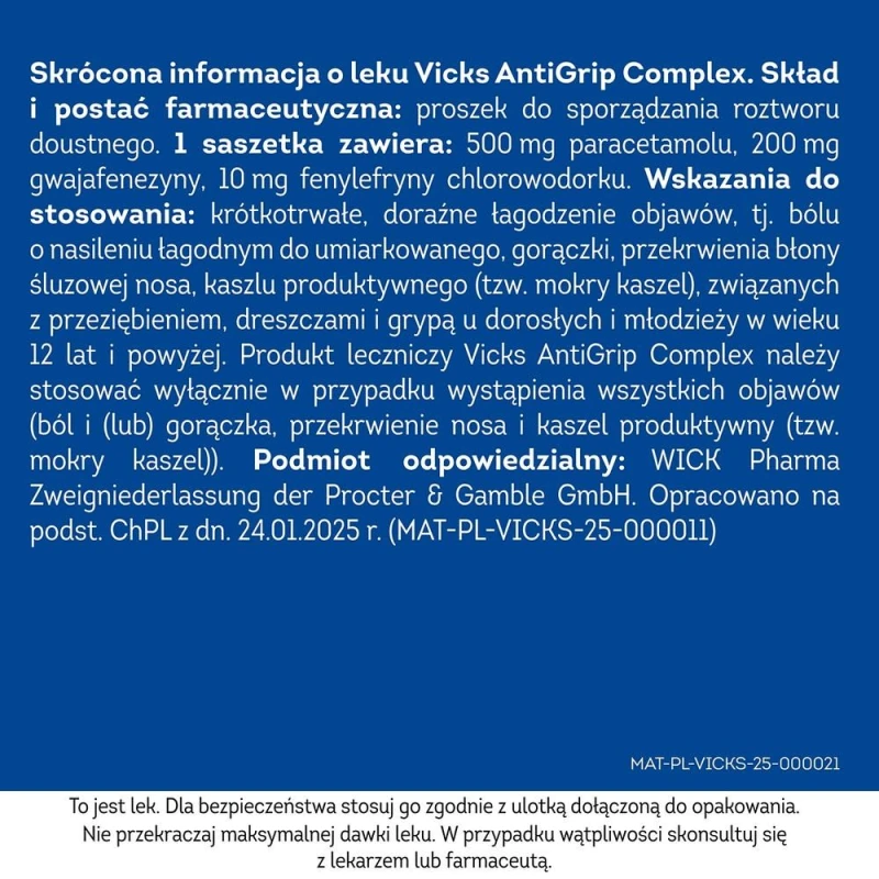 Vicks AntiGrip Complex, 10 saszetek - Na przeziębienie  - 8