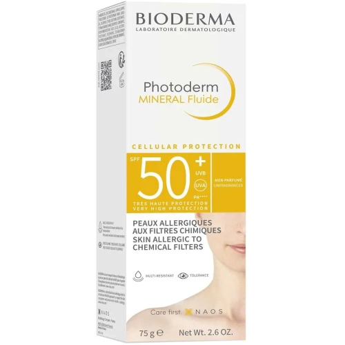 Bioderma Photoderm Mineral Fluide Ochronny fluid mineralny SPF 50+, 75 g - Ochrona UVA/UVB w formule mineralnej - 1
