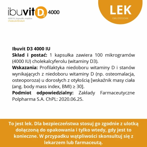 Ibuvit D3 4000 IU, 90 kapsułek - Z witaminą D3 w oleju z krokosza - 4