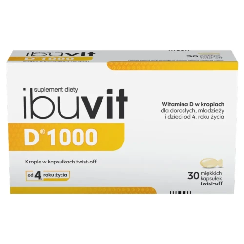 Ibuvit D 1000 j.m., 30 kapsułek twist-off - Z witaminą D3 dla dorosłych, młodzieży i dzieci powyżej 4. roku życia - 2