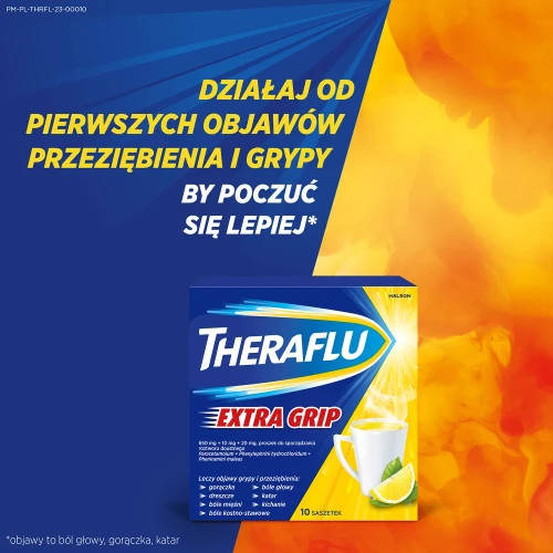 Theraflu Extra Grip proszek do sporządzania roztworu doustnego, 10 saszetek - Saszetki do leczenia objawów grypy i przeziębienia - 6