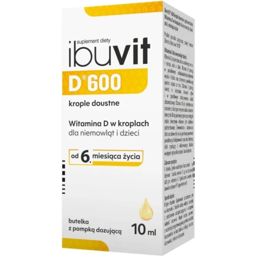 Ibuvit D 600 j.m., krople doustne, 10 ml - Suplement diety z witaminą D3, która wspiera prawidłowe funkcjonowanie układu odpornościowego.  - 2