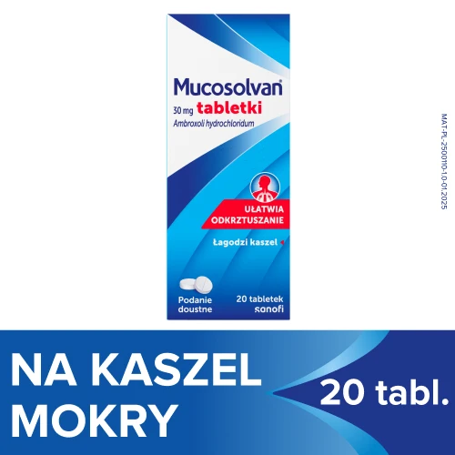 Mucosolvan 30 mg, 20 tabletek - Z ambroksolem, ułatwiają odkrztuszanie i łagodzą kaszel - 1