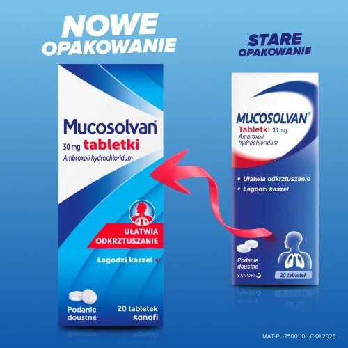 Mucosolvan 30 mg, 20 tabletek - Z ambroksolem, ułatwiają odkrztuszanie i łagodzą kaszel - 2