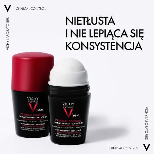 Vichy Homme Clinical Control antyperspirant 96h dla mężczyzn, roll-on  50 ml - Zapewnia uczucie suchości i ochroni przed poceniem - 3