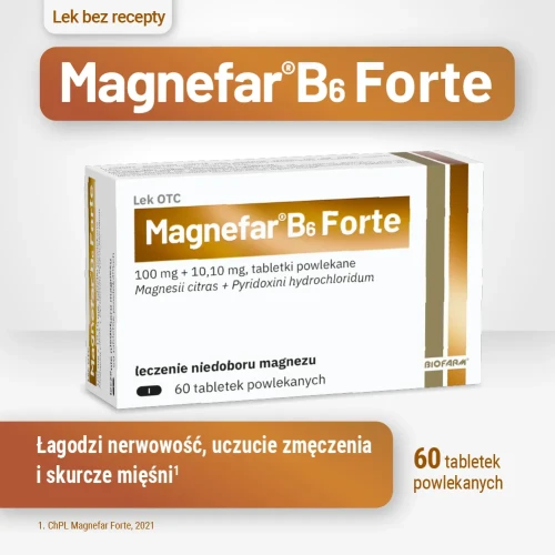 Magnefar B6 Forte, 60 tabletek - Łagodzi objawy niedoboru magnezu - 1