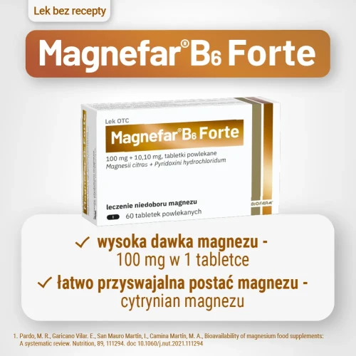 Magnefar B6 Forte, 60 tabletek - Łagodzi objawy niedoboru magnezu - 2