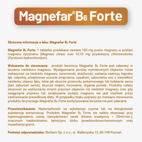Magnefar B6 Forte, 60 tabletek - Łagodzi objawy niedoboru magnezu - 6