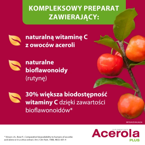 Acerola Plus, 60 tabletek  - Z naturalną witaminą C - 1