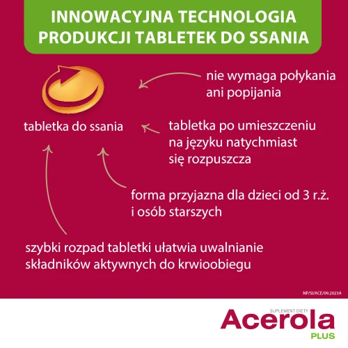 Acerola Plus, 60 tabletek  - Z naturalną witaminą C - 3