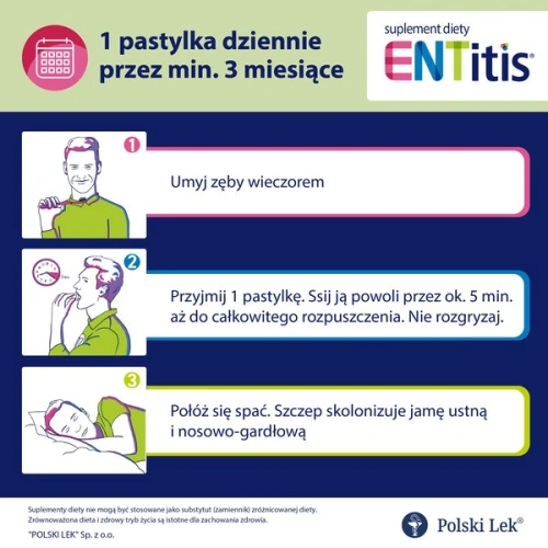 ENTitis smak miętowy, 30 pastylek do ssania  - Preparat probiotyczny ze szczepem Streptococcus salivarius K12 - 1