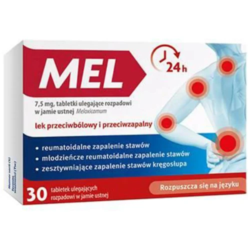 Mel 7,5 mg, 30 tabletek ulegających rozpadowi w jamie ustnej - Przeciwbólowe i przeciwzapalne z meloksykamem - 1