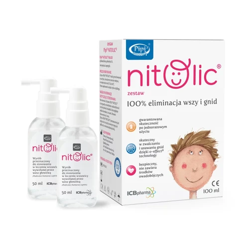 Pipi Nitolic Zestaw na wszy i gnidy  z grzebieniem, 100 ml - Eliminacja wszy i gnid - 1