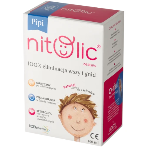 Pipi Nitolic, kompleksowy zestaw leczenia wszawicy, 100 ml - Jednorazowa aplikacja likwiduje wszy i gnidy - 2