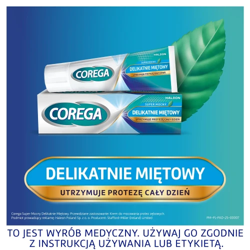 Corega Super Mocny Delikatnie Miętowy, krem 40 g - Supermocny krem mocujący do protez zębowych - 2