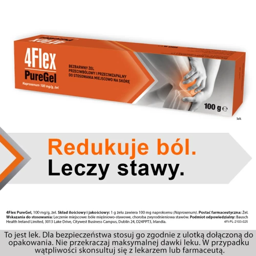 4Flex PureGel, 100 mg/g, żel 100 g - Do stosowania miejscowego  o działaniu przeciwbólowym i przeciwzapalnym - 1