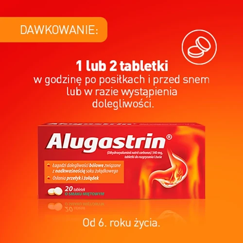Alugastrin 340 mg, 20 tabletek do rozgryzania i żucia - Zgaga i nadkwaśność. - 4