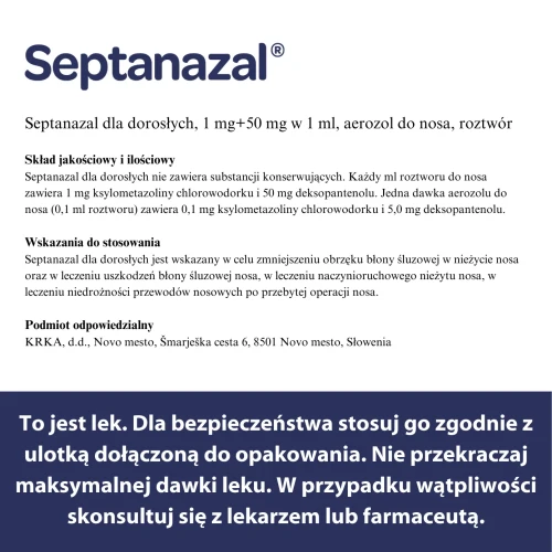 Septanazal dla dorosłych, 10 ml - Udrażnia nos i regeneruje śluzówkę  - 7