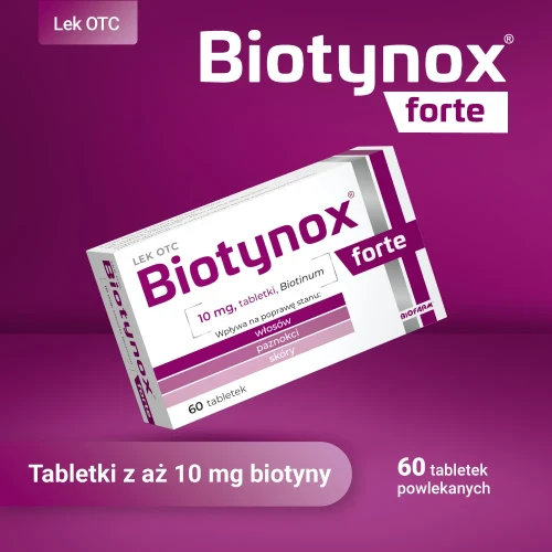 Biotynox Forte 60 tabletek - Leczenie niedoboru biotyny – wypadania włosów, zaburzeń wzrostu włosów i paznokci - 1