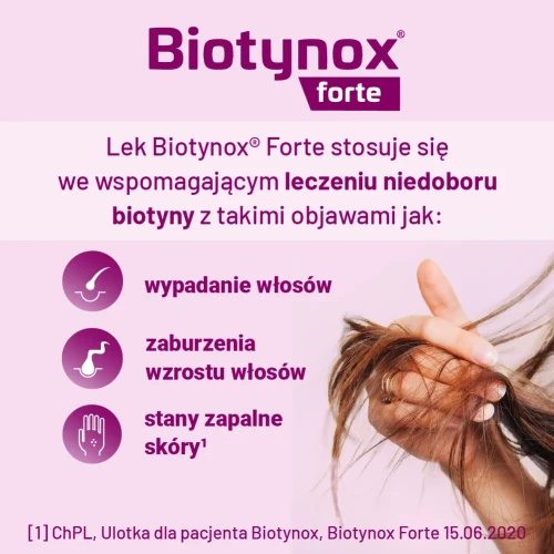 Biotynox Forte 60 tabletek - Leczenie niedoboru biotyny – wypadania włosów, zaburzeń wzrostu włosów i paznokci - 3