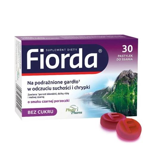 Fiorda o smaku czarnej porzeczki, 30 pastylek  - Z porostem islandzkim, dla dorosłych i dzieci - 1