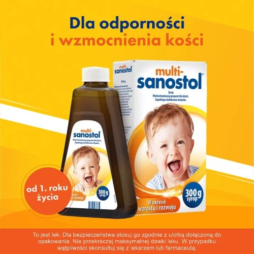 Multi–Sanostol syrop, 300 g - Preparat wielowitaminowy dla dzieci  - 3