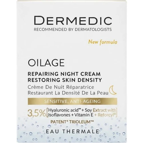 Dermedic Oilage Anti-Ageing, krem na noc, 50 ml - Przywraca gęstość skóry wrażliwej dla kobiet w wieku okołomenopauzalnym - 1