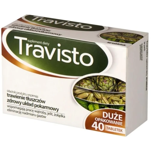 Travisto, 40 tabletek - Ze składnikami wspierającymi  trawienie tłuszczów oraz pracę wątroby, żołądka i jelit - 1