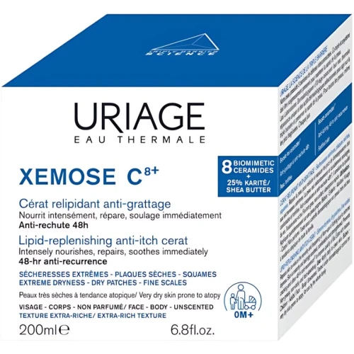 Uriage Xemose C8+ Cerat, balsam lipidowy przeciw świądowi, 200 ml  - Intensywny balsam do skóry bardzo suchej skłonnej do atopii - 1