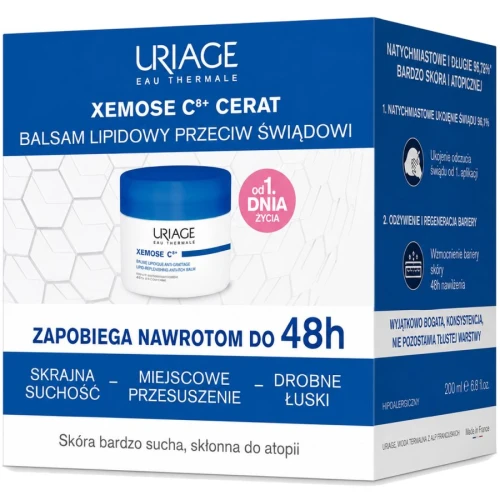 Uriage Xemose C8+ Cerat, balsam lipidowy przeciw świądowi, 200 ml  - Intensywny balsam do skóry bardzo suchej skłonnej do atopii - 2