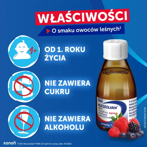 Mucosolvan Mini 15mg/5ml, syrop, 100 ml - Z ambroksolem, ułatwia odkrztuszanie i łagodzi kaszel - 2