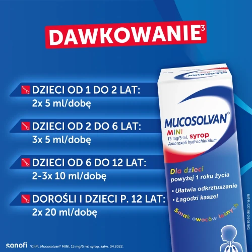 Mucosolvan Mini 15mg/5ml, syrop, 100 ml - Z ambroksolem, ułatwia odkrztuszanie i łagodzi kaszel - 4