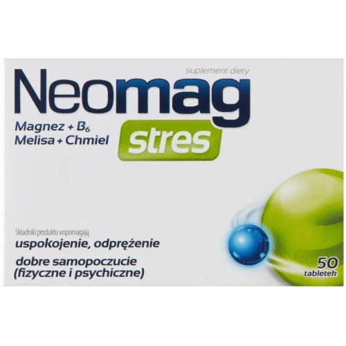 Neomag Stres, 50 tabletek - Suplement diety z magnezem i melisą - 1