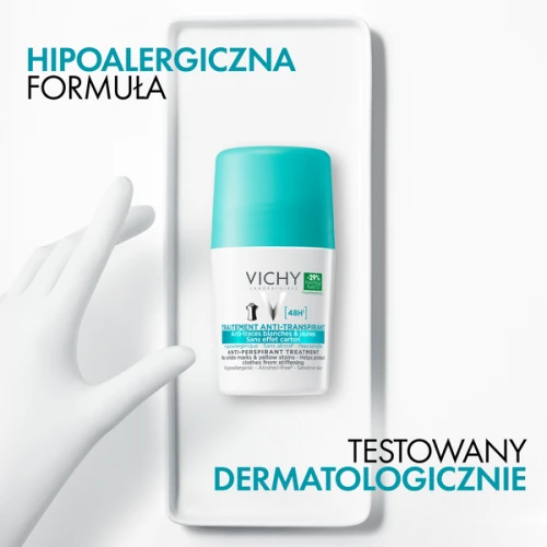 Vichy antyperspirant 48h, przeciw śladom na ubraniach, roll-on 50 ml  - Minimalizuje ryzyko powstawania śladów na ubraniach - 4