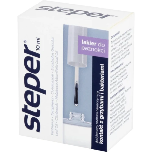 Steper, przeciwgrzybiczy lakier do paznokci, 10 ml - Chroni paznokcie przed grzybicą, pielęgnuje zniszczoną płytkę paznokciową - 1