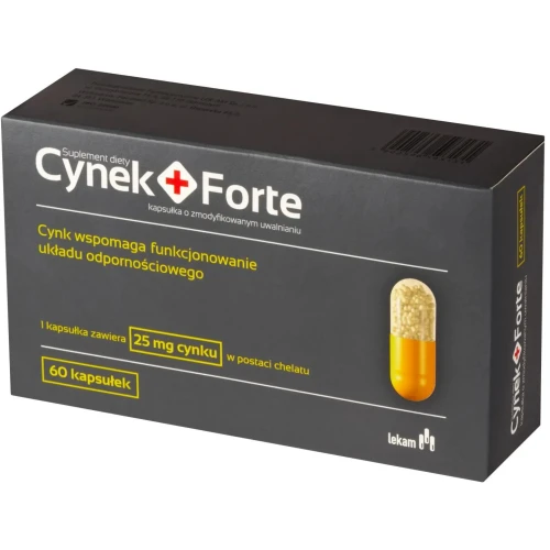 Cynek+Forte, 60 kapsułek o zmodyfikowanym uwalnianiu - Cynk w postaci chelatu wpiera prawidłowe funkcjonowanie układu odpornościowego - 1
