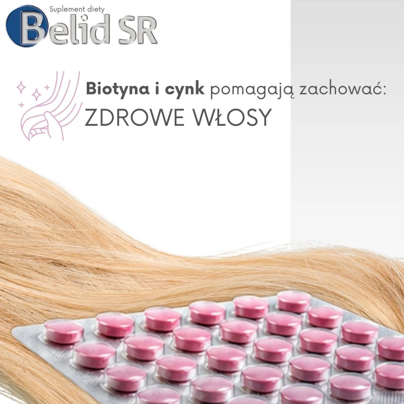 Belid SR, 60 tabletek - Biotyna i cynk na włosy, skórę i paznokcie - 3