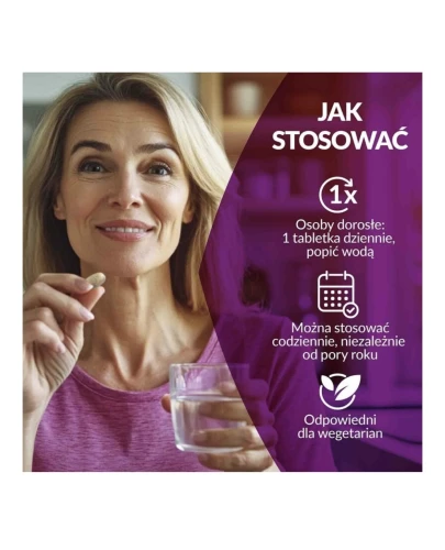 Vigor Ona 50+, tabletki 60 sztuk - Kompozycja witamin i minerałów dla kobiet powyżej 50. roku życia wzbogacona ekstraktami z żeń-szenia - 2