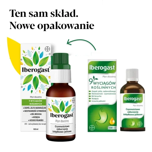 Iberogast płyn doustny, 100 ml  - Płyn roślinny do stosowania w leczeniu zaburzeń czynnościowych związanych z motoryką przewodu pokarmowego - 1