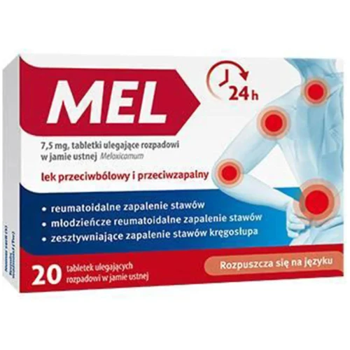 Mel 7,5 mg, 20 tabletek ulegających rozpadowi w jamie ustnej - Przeciwbólowe i przeciwzapalne z meloksykamem - 1