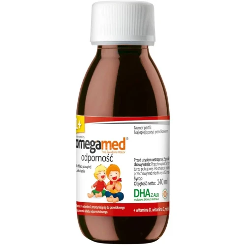 Omegamed Odporność 1+, syrop o smaku pomarańczowym, 140 ml - Roślinne DHA z alg z miodem i witaminami D i C dla naturalnego wsparcia odporności - 2